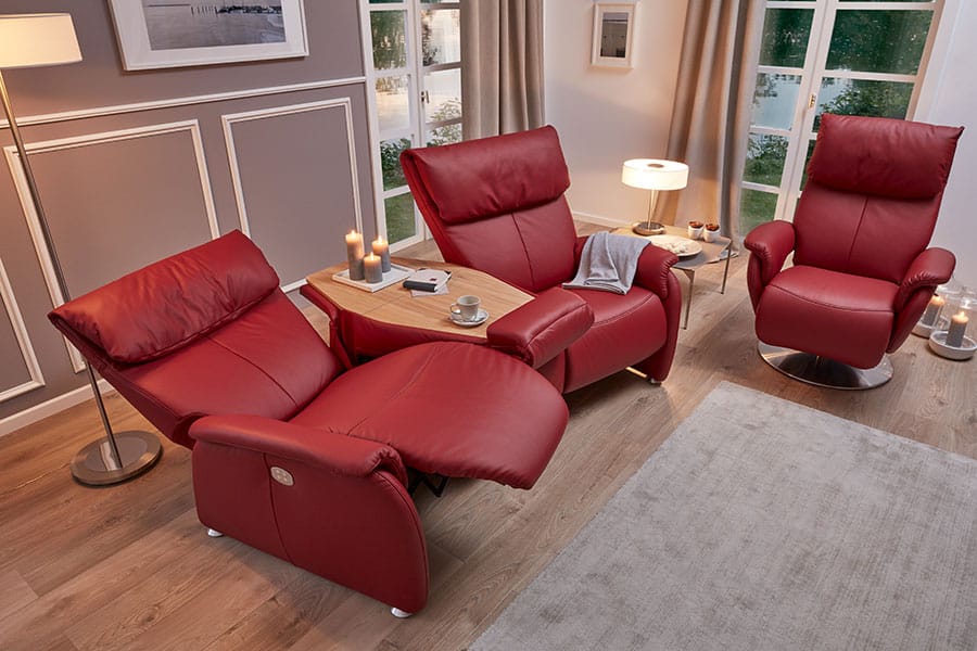 Ledergarnitur Trapezsofa